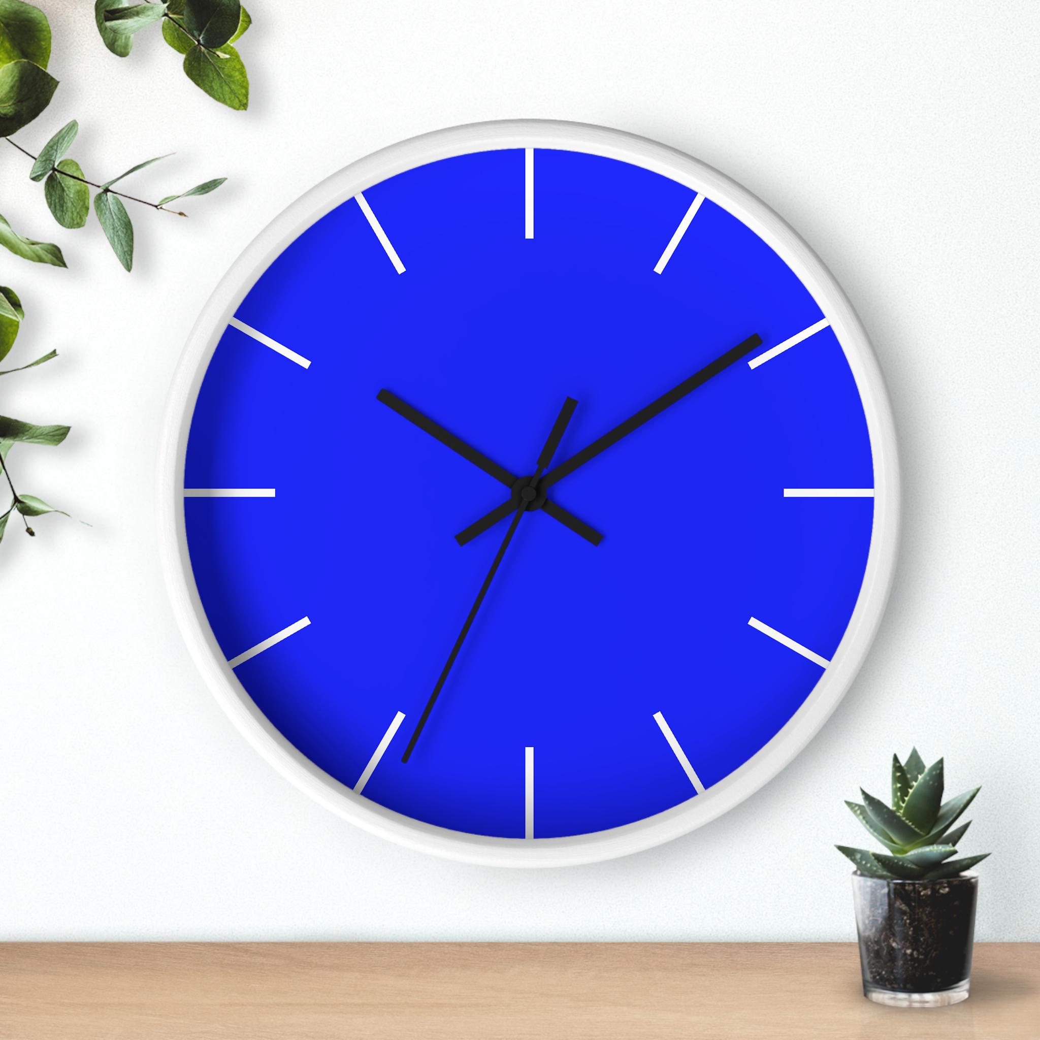 Klien Blue Wall Clock, Beautiful Bright Blue Unique Wooden Home