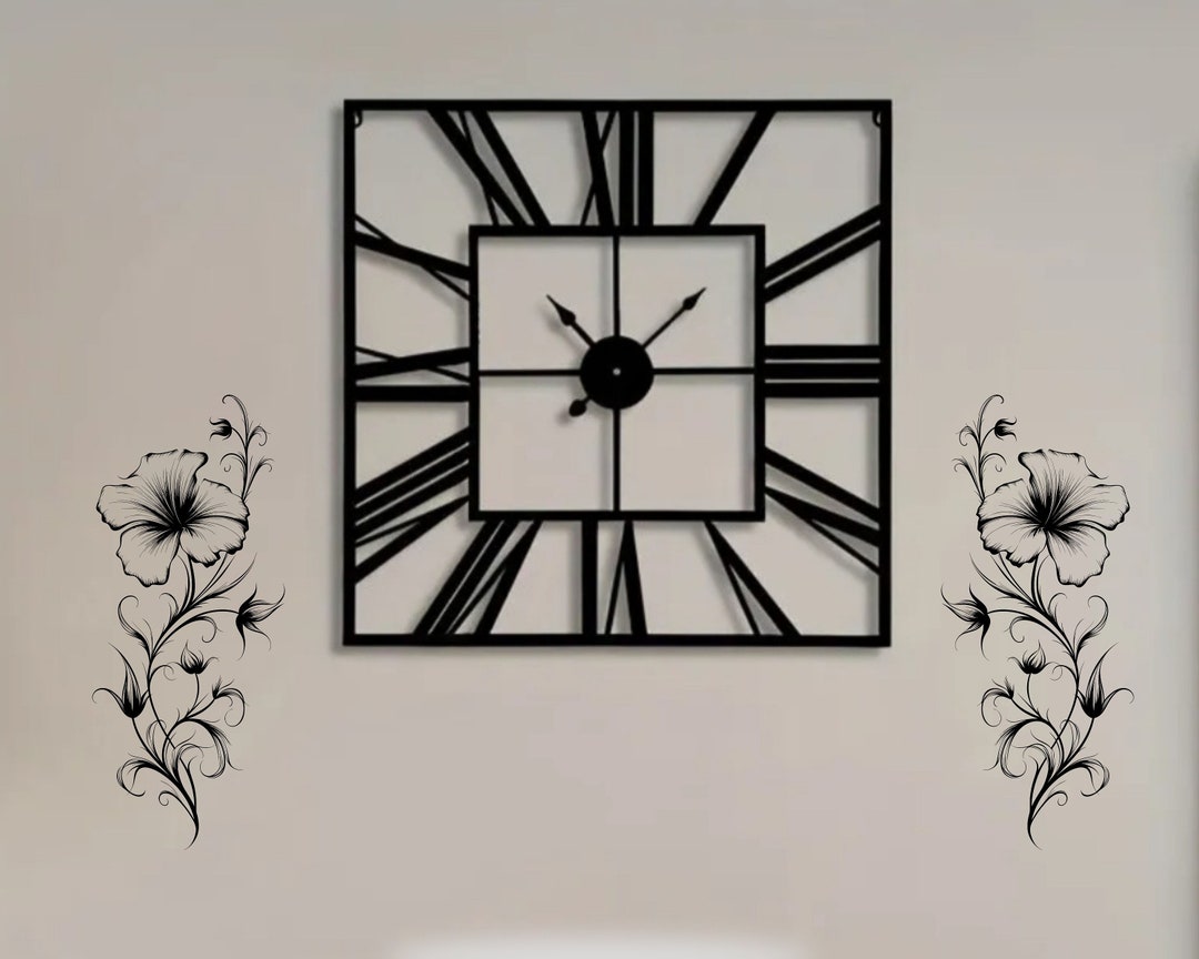 Large Clocks, Square Roman Numeral Clock, Metal Clocks, Silent