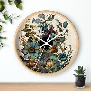 Wild Nature Clock, Botanical Clock, Boho Plant Hone Decor, Vintage Floral Design, Botanical Home Decor, Gifts for Nature Lovers