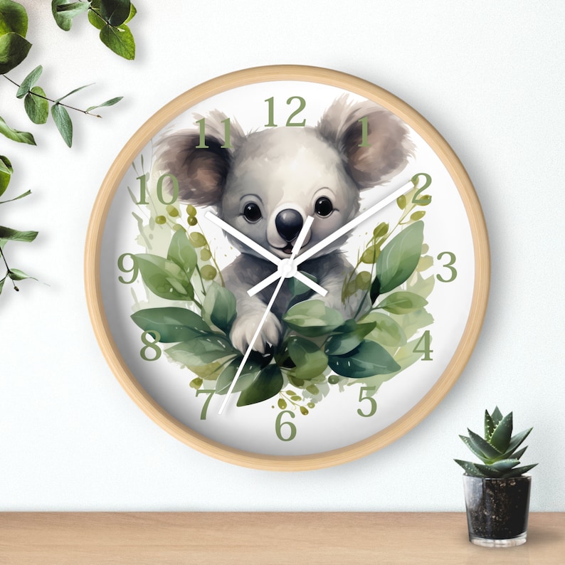 Wooden Wall Clock, Woodland Theme Wall Art, Nursery or Playroom Clock ...