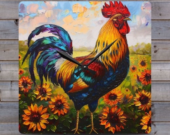 Relógio de Fazenda, Relógio de Cozinha com Galinha, Relógio com Galinha ou Galo, Decoração para Casa com Galinhas, Decoração de Fazenda, Decoração para Casa em Estilo Fazenda