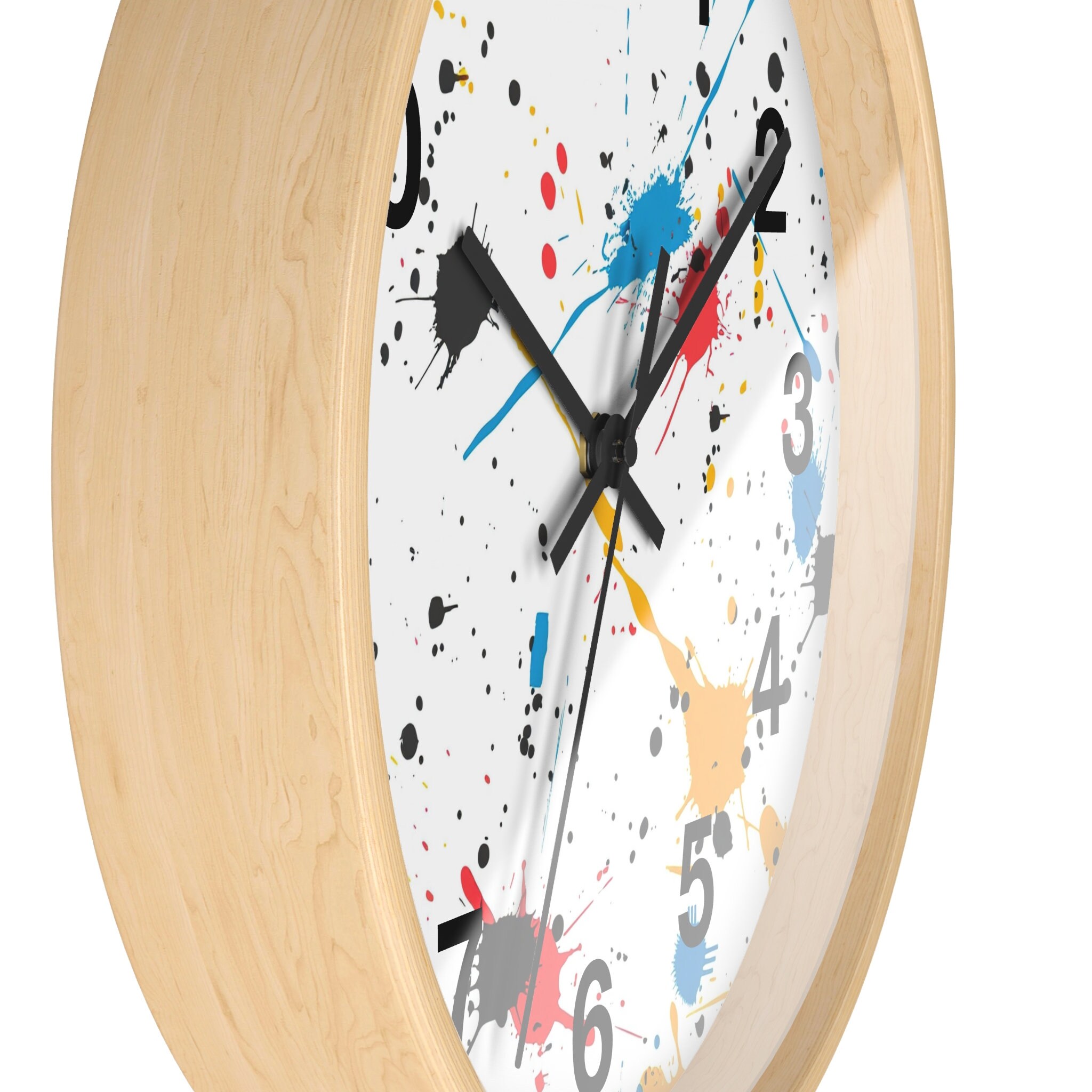 Paint splatter clock primary colors clock paint splatter art