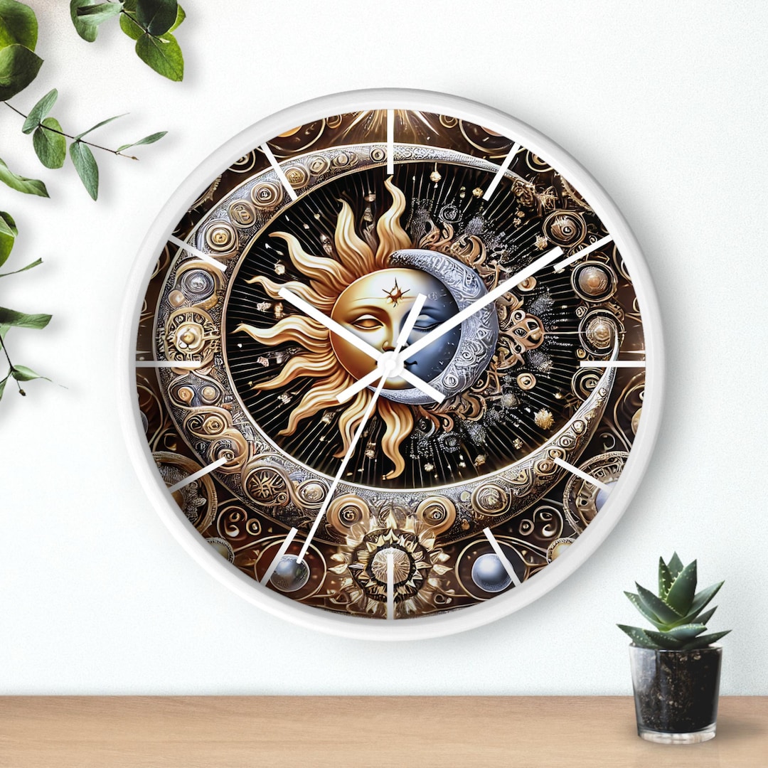 Sun and Moon Mandala Wall Clock | Celestial Boho Decor - Etsy