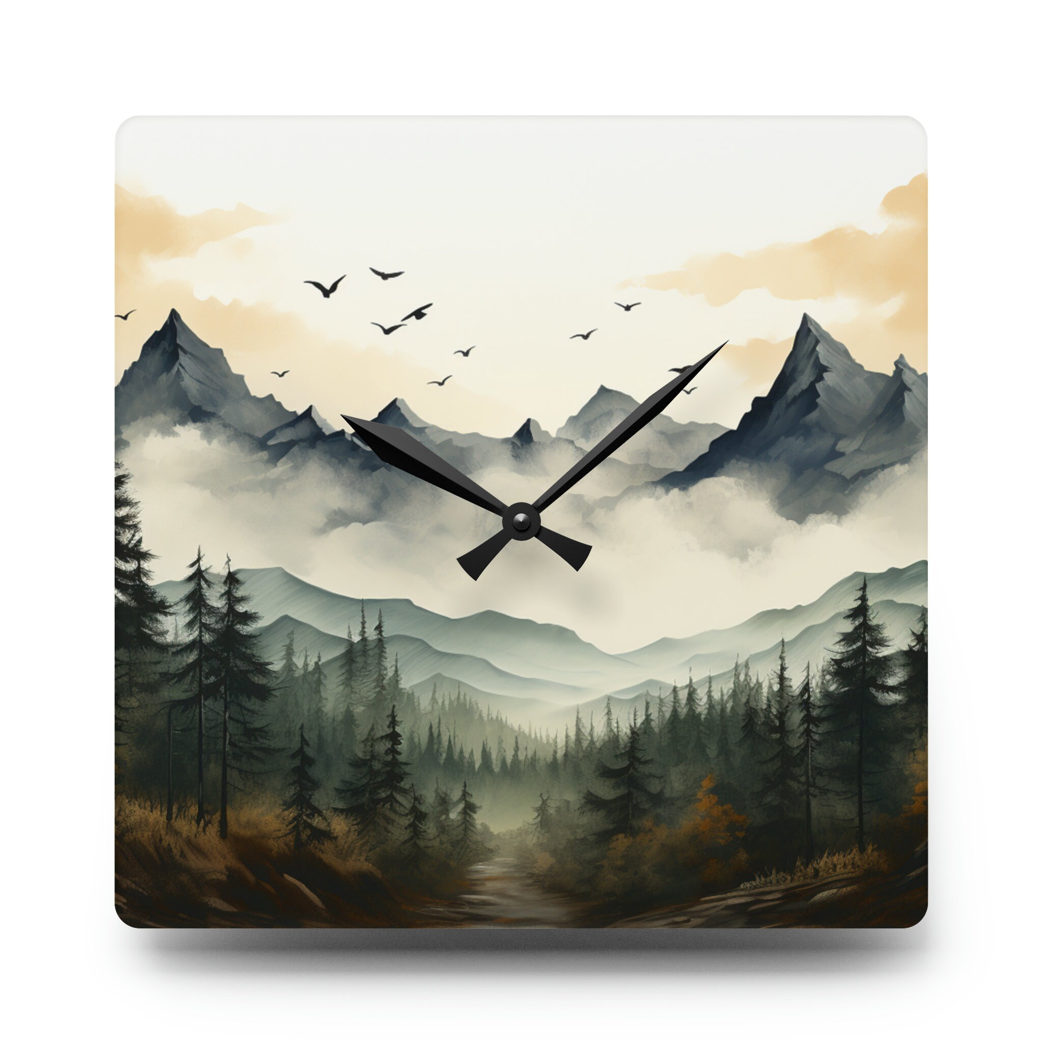 Unique Mountain Wall Clock, Kitchen Wall Clock, Mountain Wall Clock ...