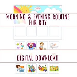 Druckbare Junge-Routine, visueller Tagesplan für Kinder, Morgen-Routine, Abend-Routine, Tagesplaner für Kinder, Aktivität für Kleinkinder