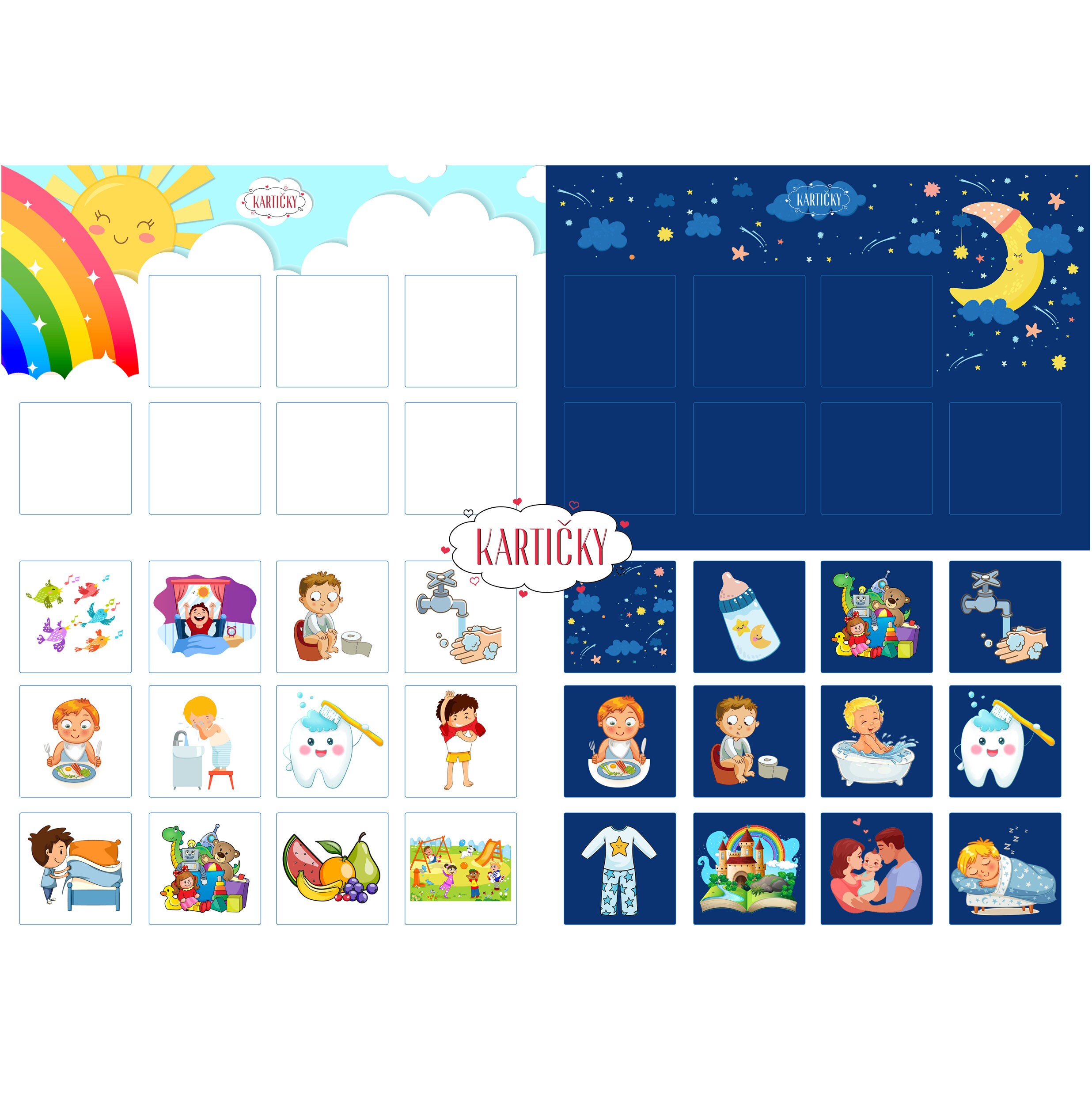 Evening Boy Routine Chart Printable BOY Routine Chart, Daily Visual Schedule for Kids, Morning ...
