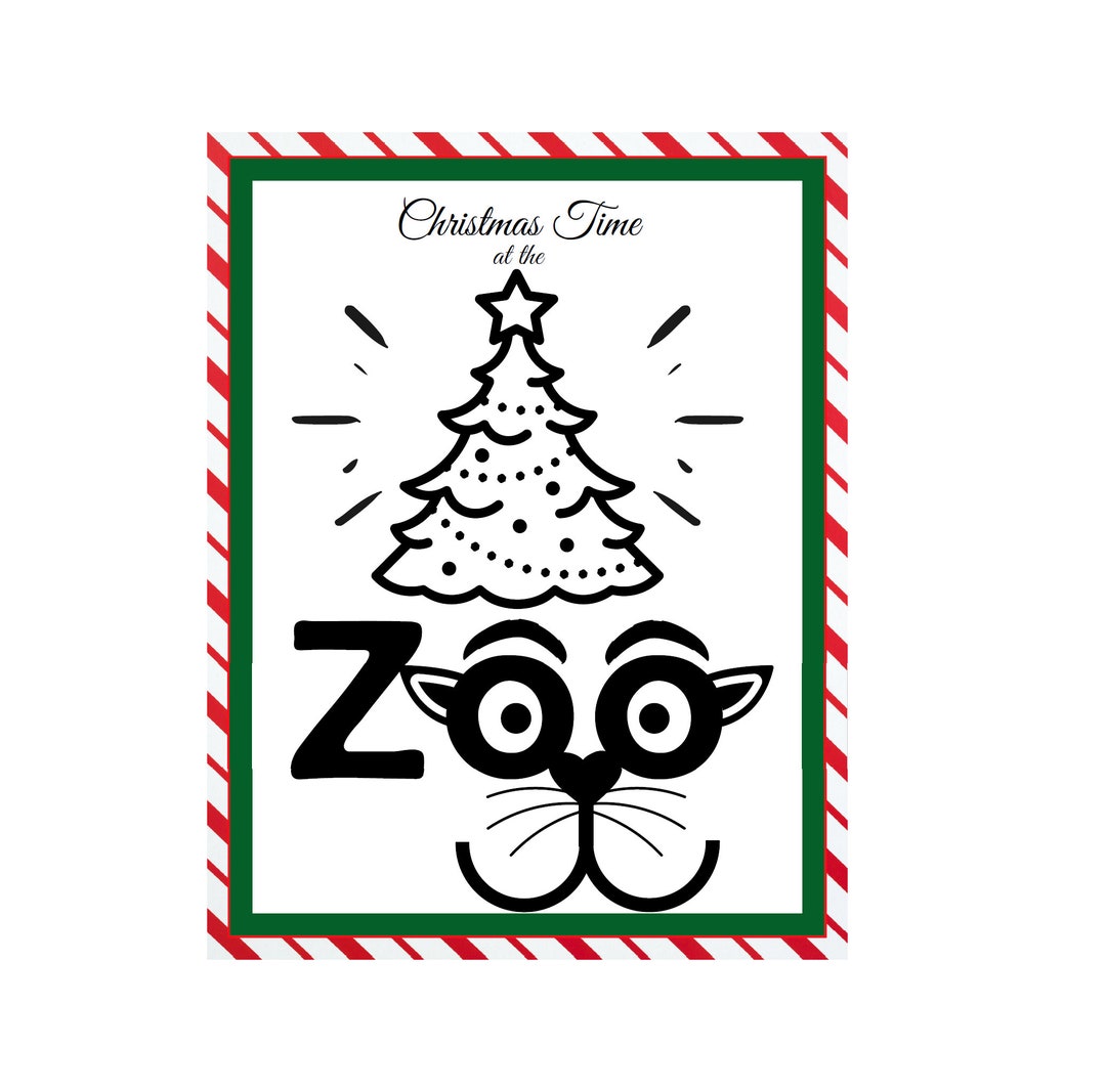 Christmas at the Zoo Children's Printable Coloring Book Etsy