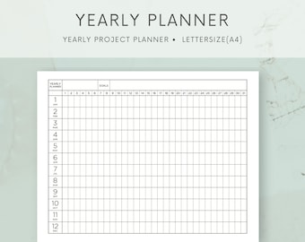 Yearly Printable Planner | Goals setting | Yearly agendas | Minimalist - Light | 8.5” x 11” Letter size formatted or A4 | PDF Download