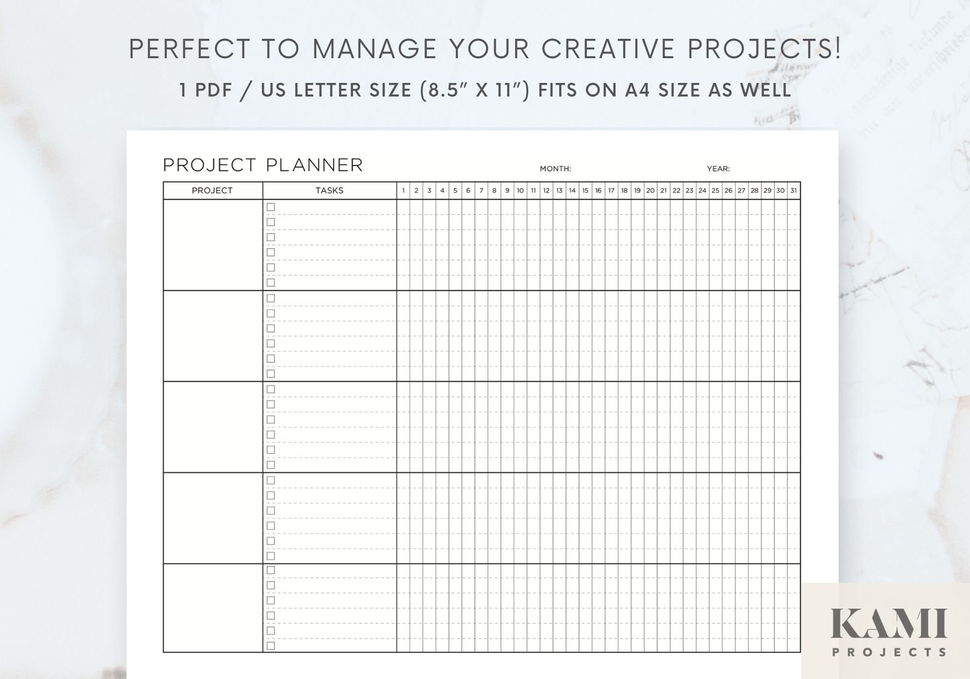 Creative Project Printable Planner | Minimalist - Light | Monthly ...