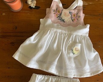 Pink Scollop embroidered Australian native flowers special occasion baby girl dress