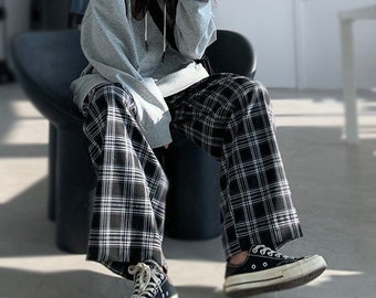 Harajuku pants /Streetwear/Harajuku clothing/Techwear/Egirl/ Y2k fashion/Alt clothing/ Baggy pants/Plaid pants /Relaxed pants/ Pajama pants
