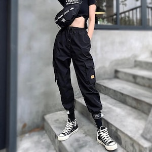 Joggers Pants Womens Hot Pink Cargo Pants Straight Casual Trouser Ladies  Stylish Modern Streetwear Hip Hop Alt Clothes at  Women's Clothing  store