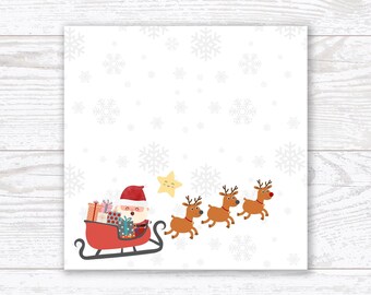 Christmas Memo pad, Memo sheets, Christmas Santa Note Pad, Santa and reindeers Stationary, 30 Sheets Paper Notepad, Santa Reindeers Memo Pad