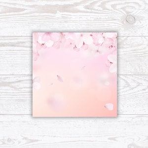 Puede incluir: Un fondo floral rosa y blanco con un efecto borroso. Las flores están dispuestas en un borde en la parte superior de la imagen. El fondo es un degradado de rosa y blanco.