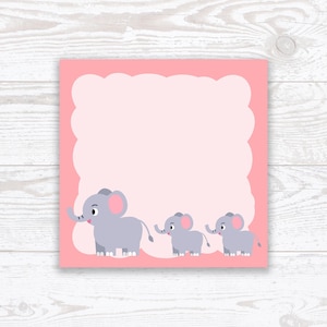 Cute elephant memo pad or memo sheets, Handmade Memo Pad, Handmade Notepad, 30 Sheets Notepad, Cute Animal Design Memo Pad, kawaii elephants