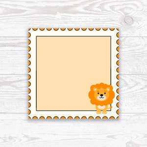 Cute lion memo pad or memo sheets, kawaii lion notepad, animal stationary, handmade memo sheets, Kids Stationary Notepad, cute animals