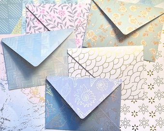 Mystery Pack Envelopes, Pack of 3 or 5 envelopes, 5x7 envelopes, patterned card stock envelopes, handmade envelopes, various envelope design
