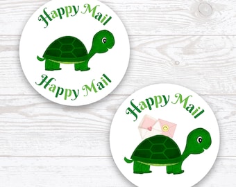 Slow Turtle Happy Mail Sticker label, Slow Poke Sticker label, Turtle Happy Mail Packaging Label, Slow Mail Packaging Envelope Seal, Label