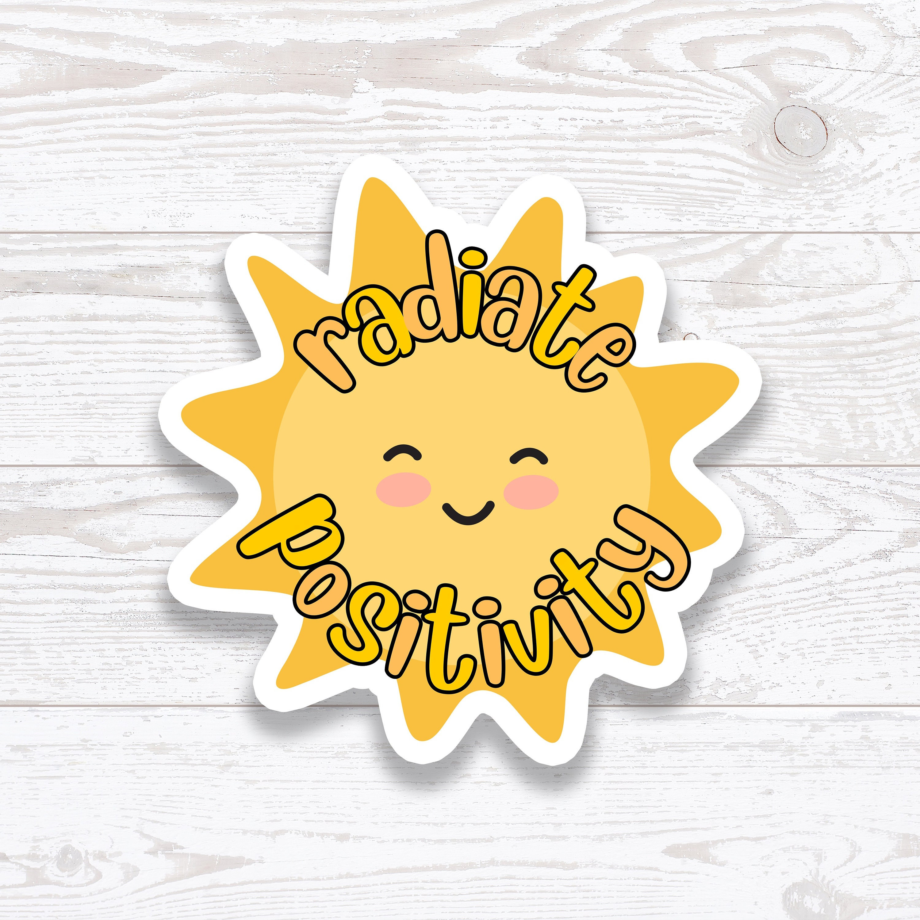 Positive Sun Radiate Positivity Sun Vinyl Sticker, Bright Sunny Happy Sun Sticker ...