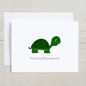 Tu es géniale comme une tortue ! Carte de voeux, carte d'amitié, carte d'encouragement, tortue, créature marine, tortue dans une carapace, jolie tortue, kawaii,