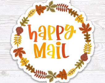 Fall Happy Mail Envelope Seal, Happy Mail Packaging Sticker, Autumn Fall Mailing Sticker, Envelope Sticker, Envelope Seal, Fall Mail label