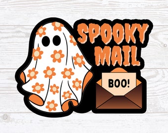 Halloween Ghost Spooky Mail Packaging Sticker, Cute Halloween Ghost Envelope Sticker, Spooky Mail Envelope Seal, Halloween Mailing label