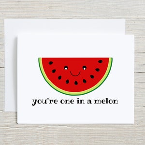 Carte de voeux de melon, carte d'amitié, carte d'amour, carte de l'amour, un sur un million, carte de petit garçon, carte de jeu de mots nourriture, carte d'anniversaire, carte mignonne
