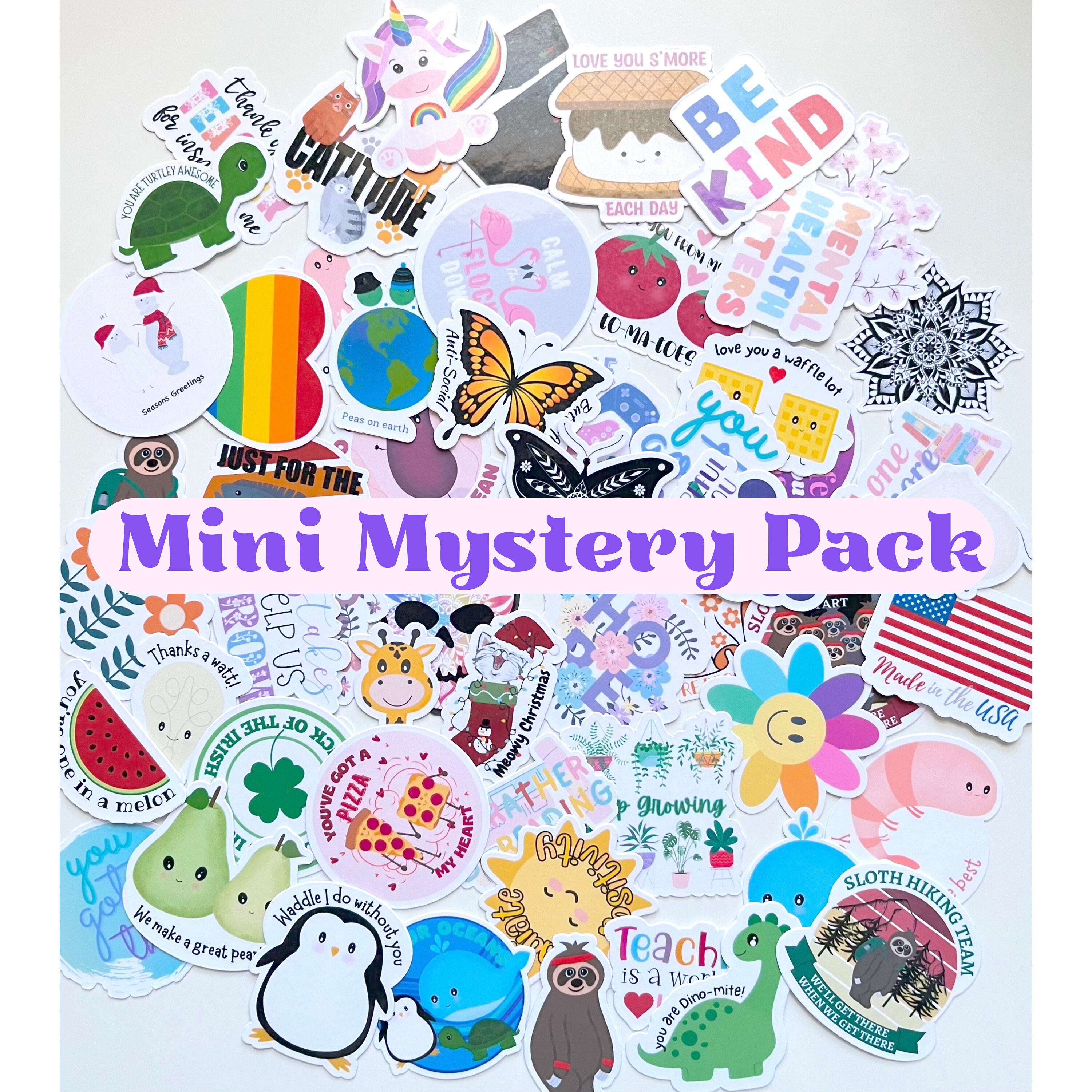 Mini Mystery Sticker Pack, Variety Sticker Pack, Mini Die cut Sticker Pack, Vinyl Mystery Sticker Pack, Small Sticker Pack, Mystery Grab Bag