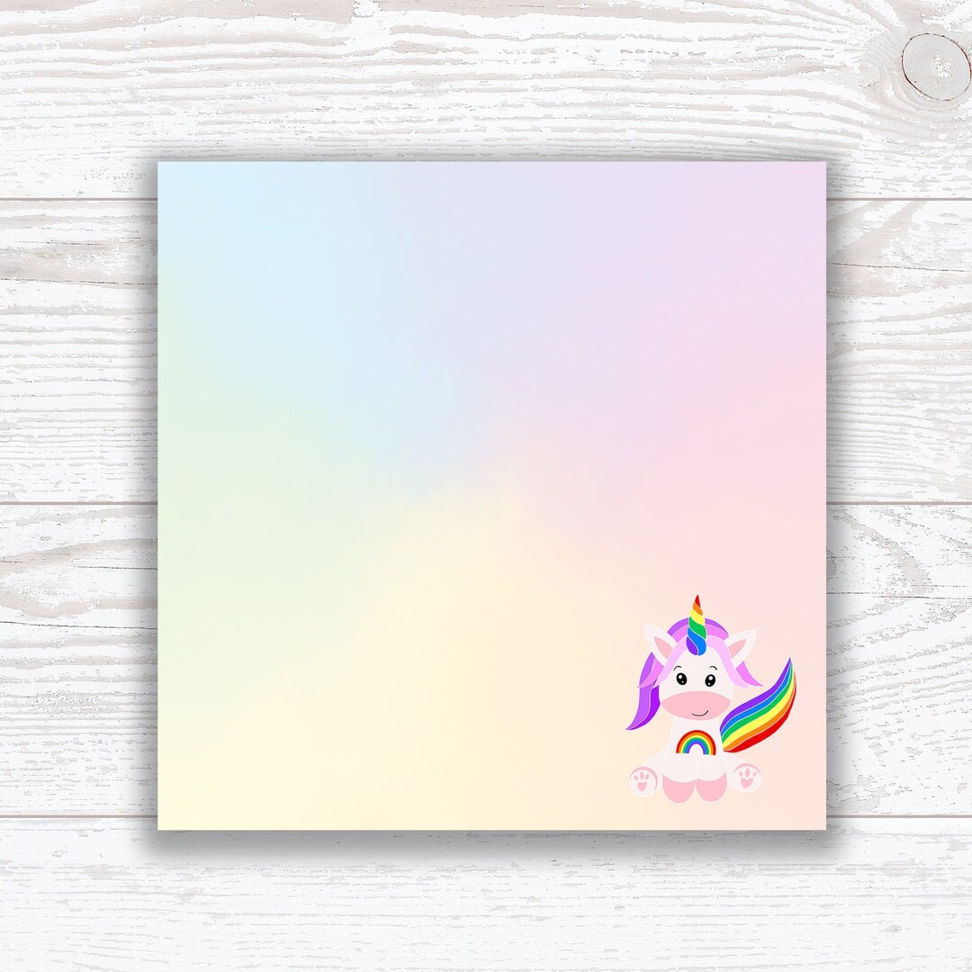 Cute Rainbow Unicorn Memo Pad Kawaii Unicorn Note Pad Handmade Memo