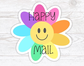 Happy Mail Sticker, Happy Mail Packaging Sticker, Mailing Sticker, Packaging Sticker, Envelope Sticker, Envelope Seal, Happy Face mail label