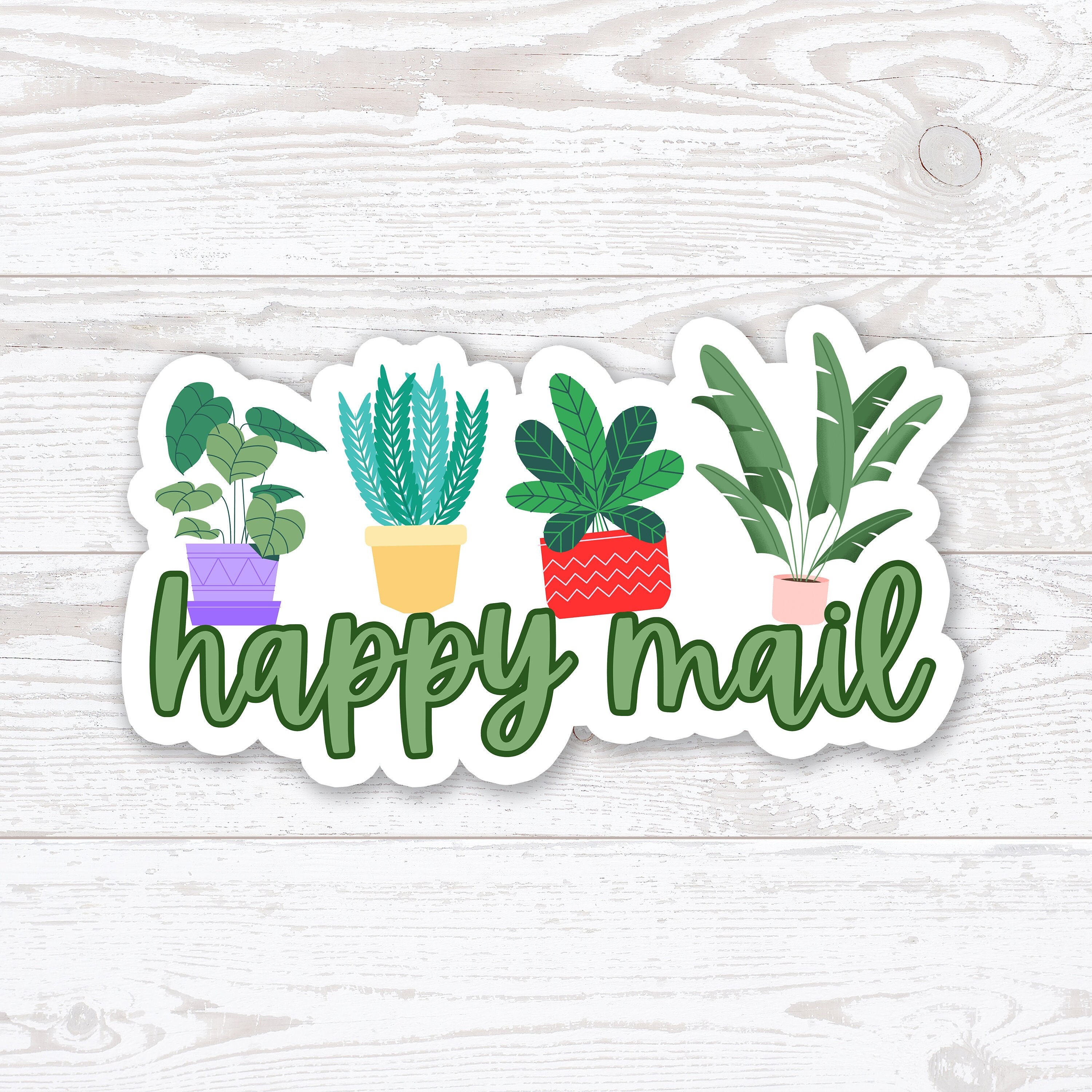 Potted Plants Happy Mail Packaging Sticker, Plants Thank you Envelope Sticker, Envelope Seal, Various plants stickers, Thank you labels