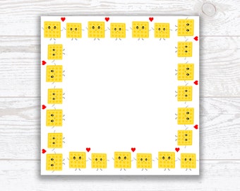 Cute Breakfast Waffles Memo Pad or memo sheets, Cute Love You a Waffle Lot Note Pad, Handmade Memo Pad, 30 memo Sheets, Notepad Stationary