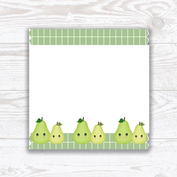 Cute Green Fruit Pears Memo Pad Note Pad, Handmade Pear Memo Pad, Appointment Reminder Notepad, Pear Stationary Writing Memo Pad, 30 Sheets