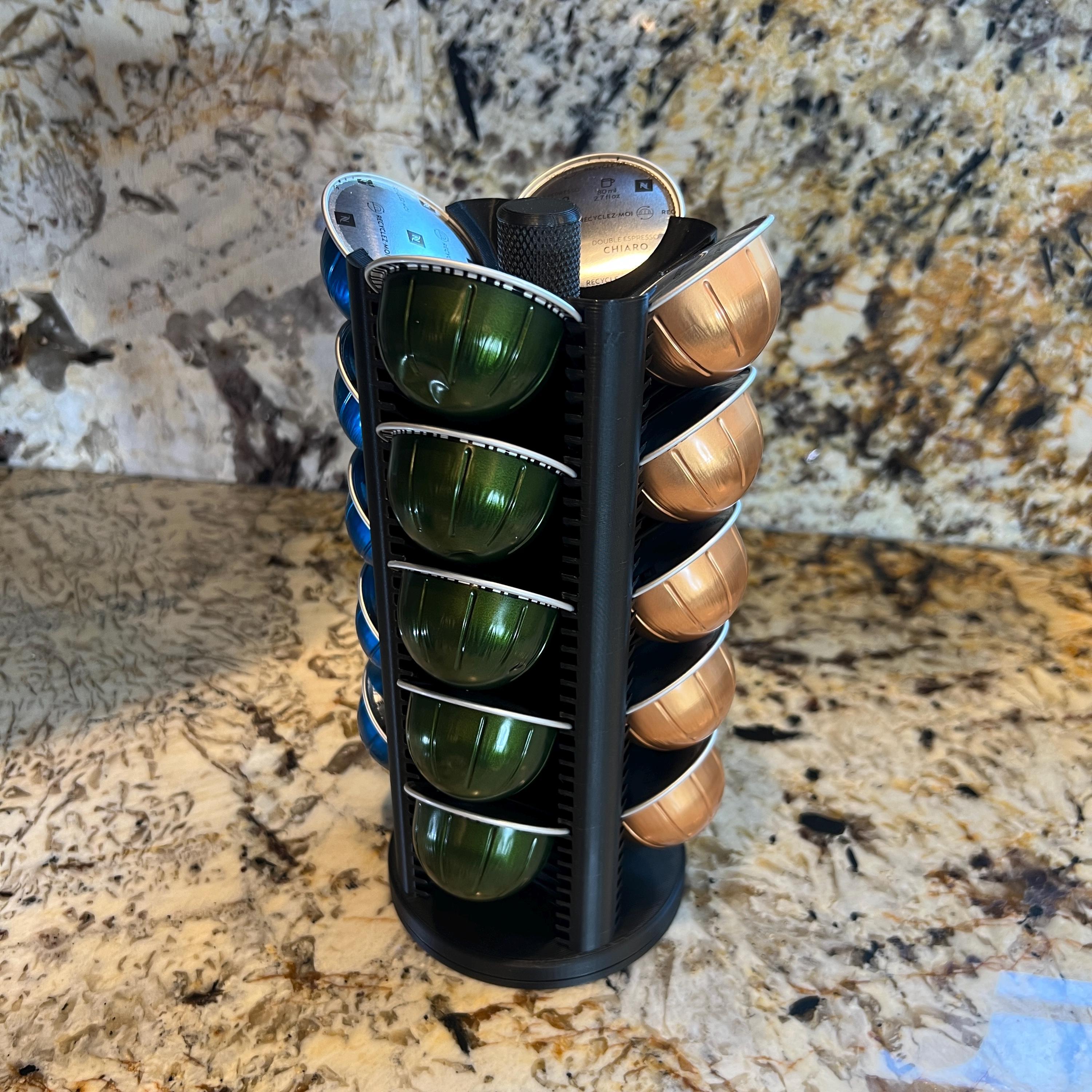 thumbnail image 2 of Rotating Nespresso Coffee Pod Holder Rack - Holds 44 Capsules, Silver Steel 2 of 5
