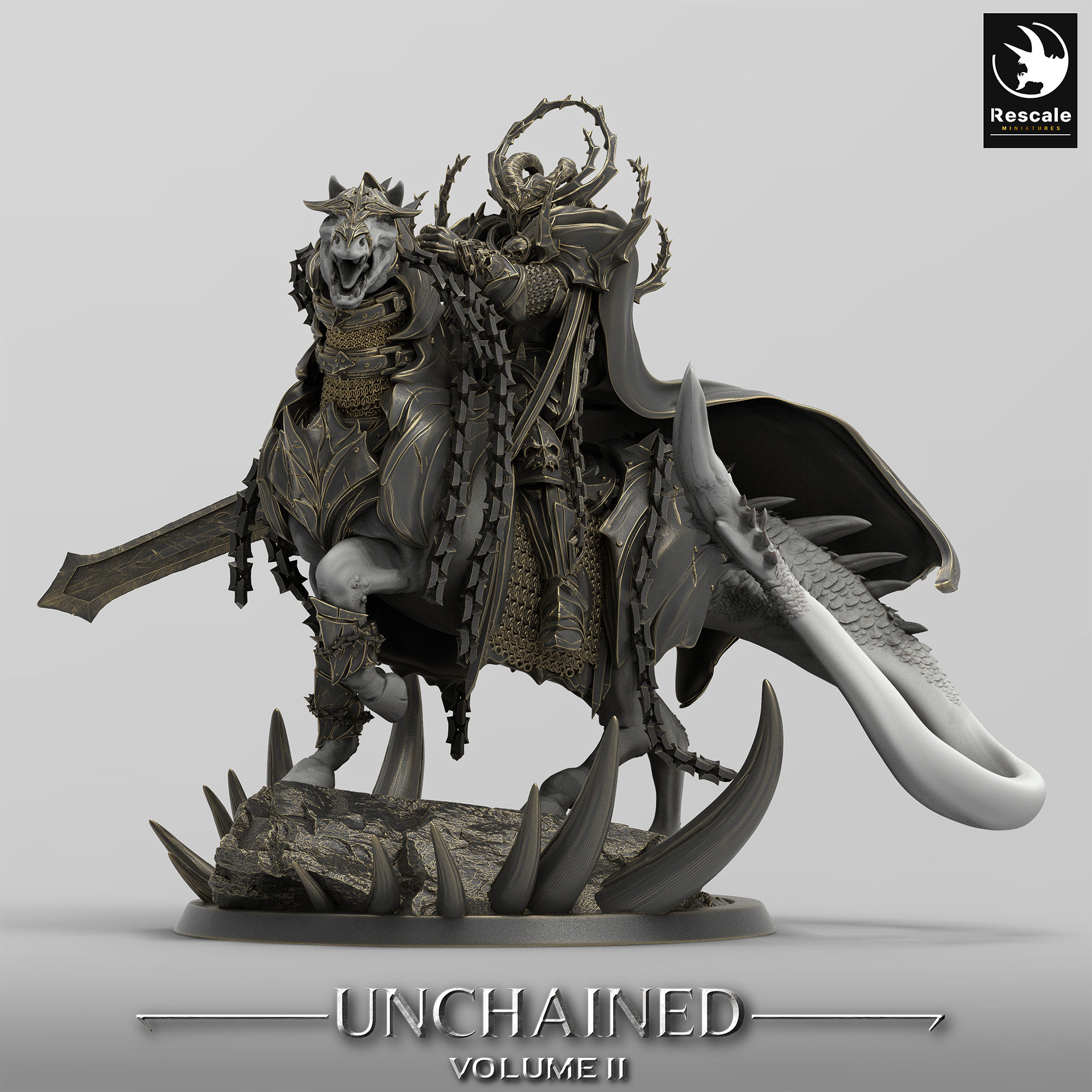 Chaos Lord on Daemonic Mount Rescale Miniatures Unchained II Wave, Ideal for Wargames and