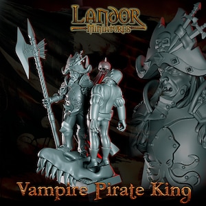Vampire Pirate King – Landor Miniatures – Zombie Pirates – Premium ABS Resin Miniature – 3D Printed for Wargames and Roleplaying