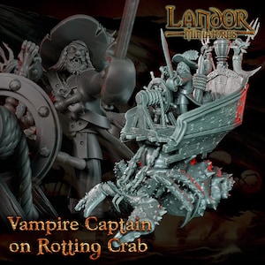 Vampire Pirate King – Landor Miniatures – Zombie Pirates – Premium ABS Resin Miniature – 3D Printed for Wargames and Roleplaying
