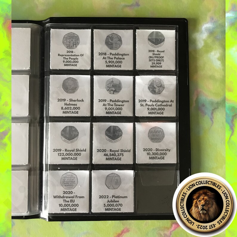 Full Set of 107x Coin Album Placeholder Inserts for 50p Etsy UK