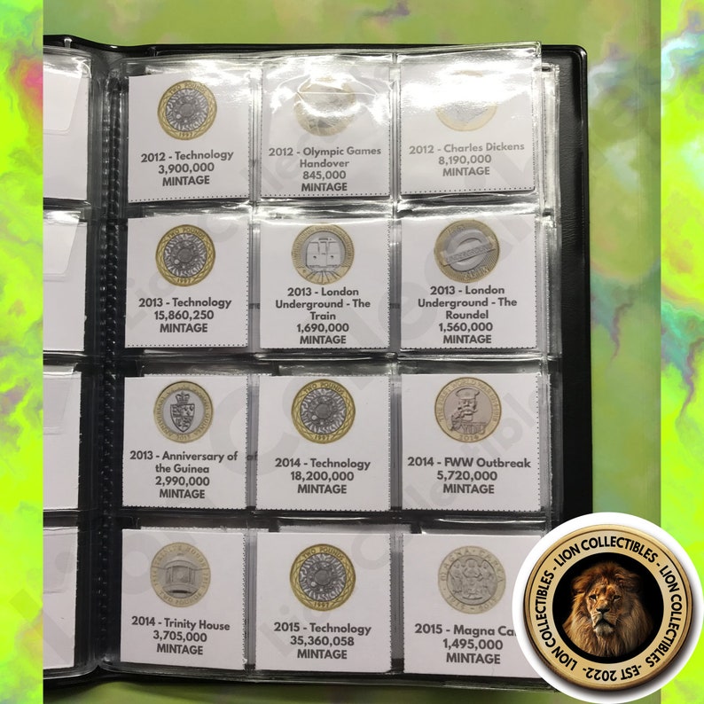 Full Set of 60x Coin Album Placeholder Inserts for Two Pounds Etsy UK