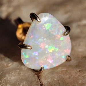 9k Gold Australian Opal Stud Earring – Brutalist Geometric Single Earring