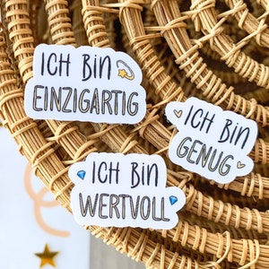 Sticker Set Affirmationen | glossy vinyl sticker, self love sticker, deutsche sticker | waterproof sticker for laptop, water bottle+ journal