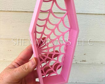 Curio Coffin Web Display - Trinket, Desk, Crystal Tray