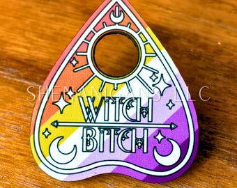 Lesbian Pride Flag Planchette Pin (Pronoun Styles Available)