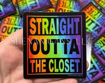 Pride, Straight Outta The Closet, Rainbow Hand Drawn Digital Art Sticker