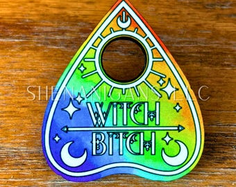 Witch Bitch Rainbow Pride Flag Planchette Pin