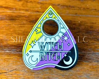 Nonbinary Pride Flag Planchette Pin (Pronoun Styles Available)