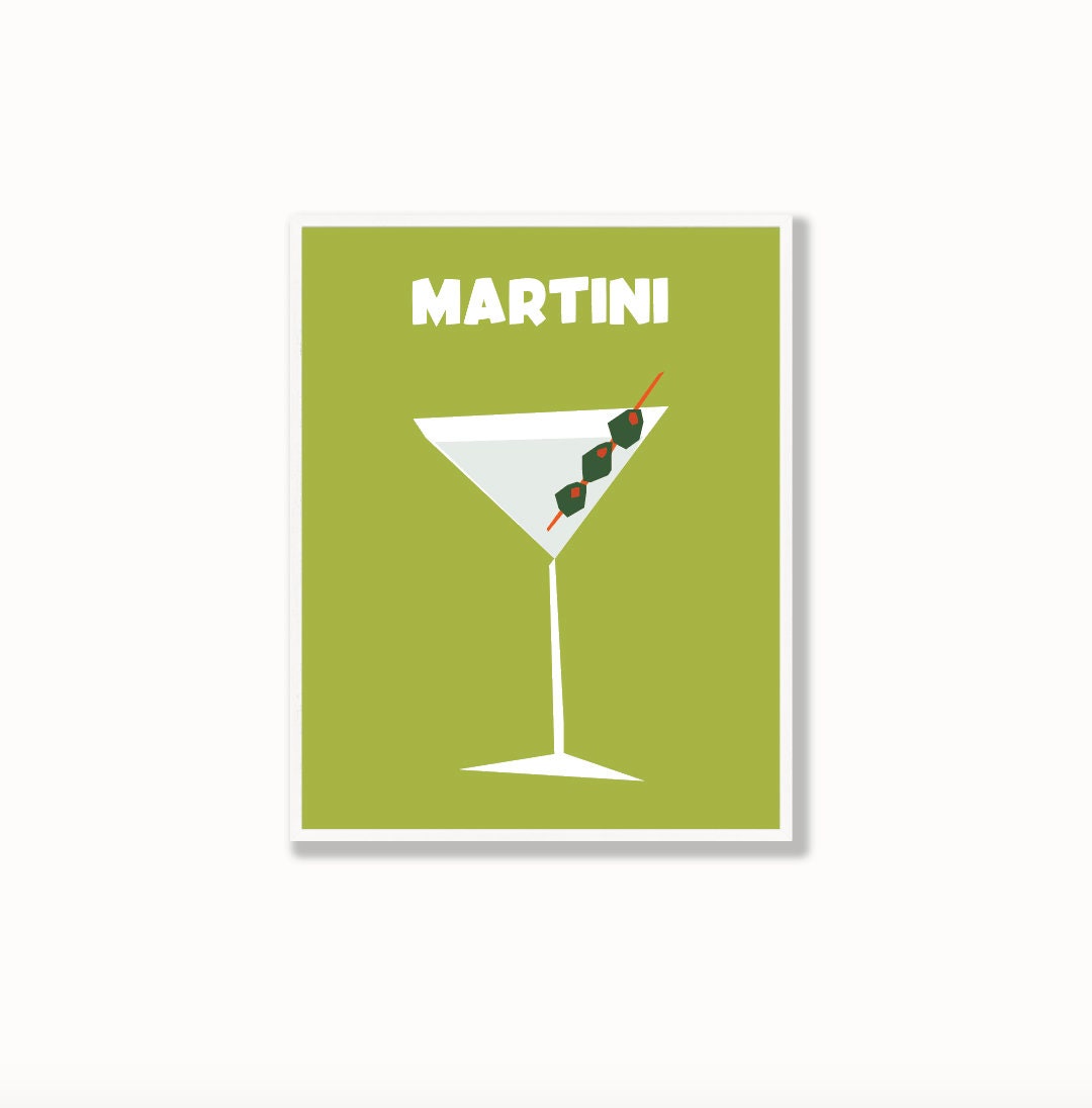 Retro Drink Print, Martini Wall Art, INSTANT DIGITAL DOWNLOAD, Drink