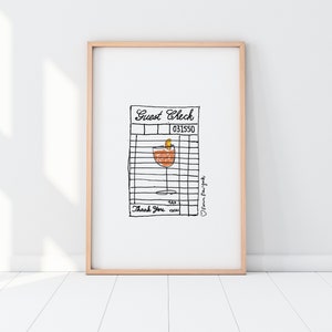 Aperol Spritz Print Spritz | Guest Check Art: Nowoczesny wystrój wózka barowego, artystyczna ilustracja Aperol Spritz | Aperol Spritz Wall Art, nowoczesny
