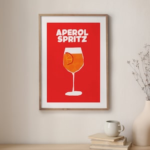 Colorido Aperol Spritz Poster Art - Descarga instantánea, Decoración de cocina Boho, Impresión de bar divertido, Arte de pared retro, Solo archivo digital