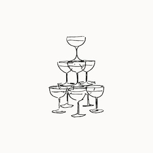 Champagne Tower Illustration, Digital File, Wedding Bar Menu